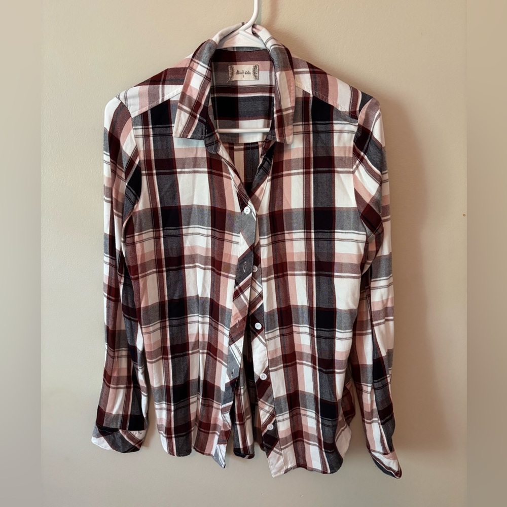 Altar'd State Red and Black Casual Button Down Shirt